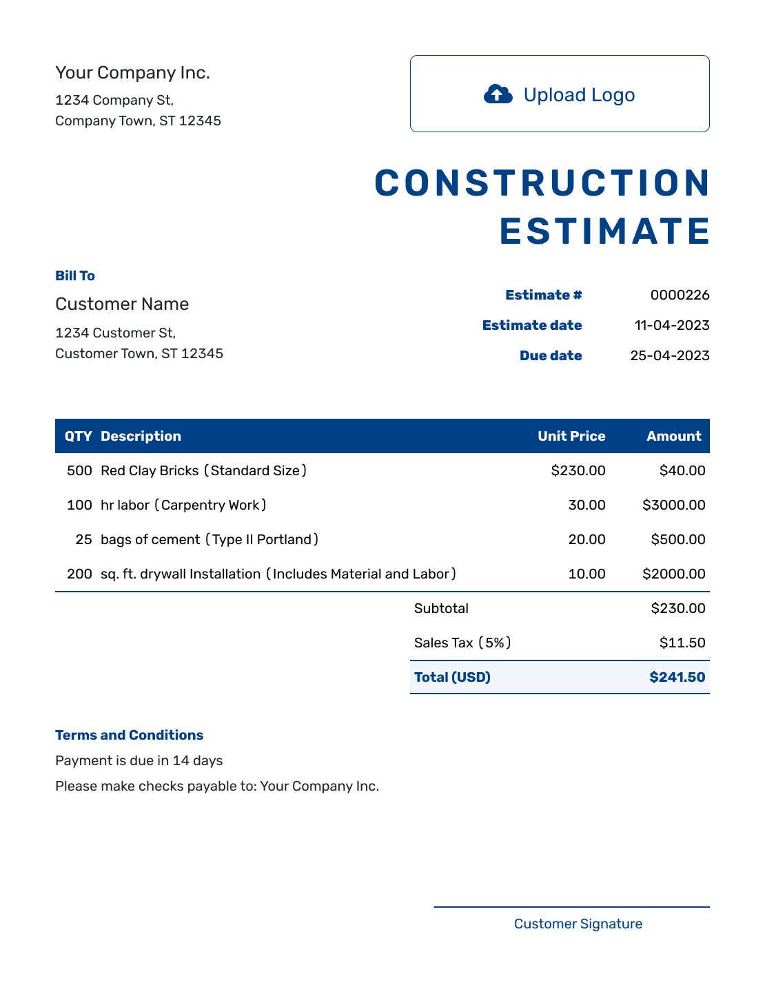 Free Construction Estimate Template Docelf Free Construction Estimate Template Docelf