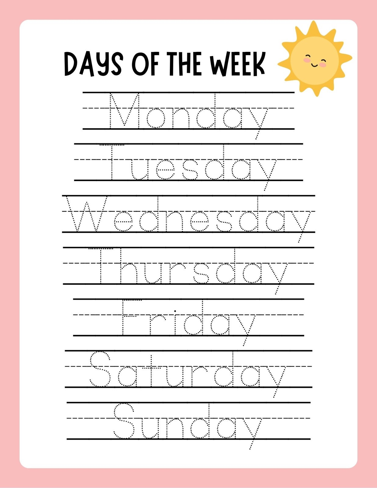 free kindergarten printable worksheets handwriting