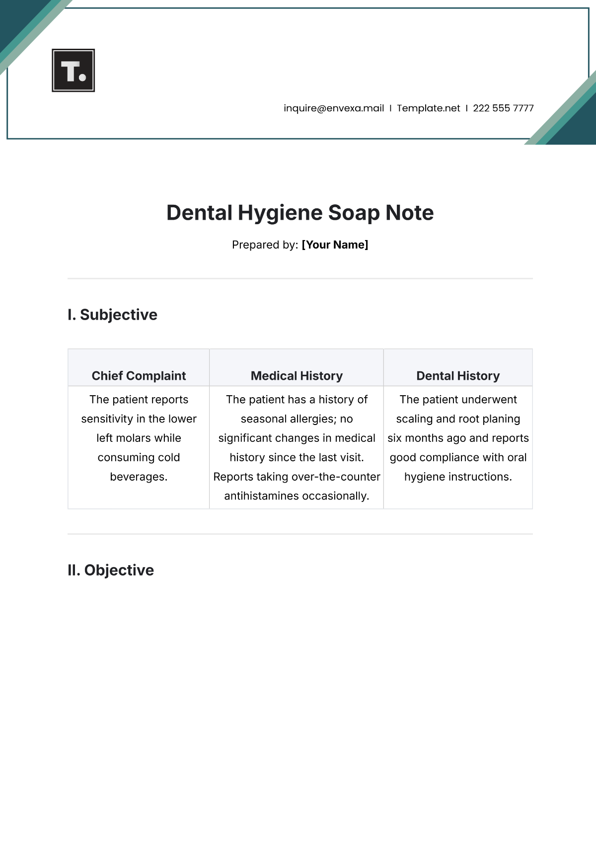 Free Dental Hygiene Soap Note Template To Edit Online
