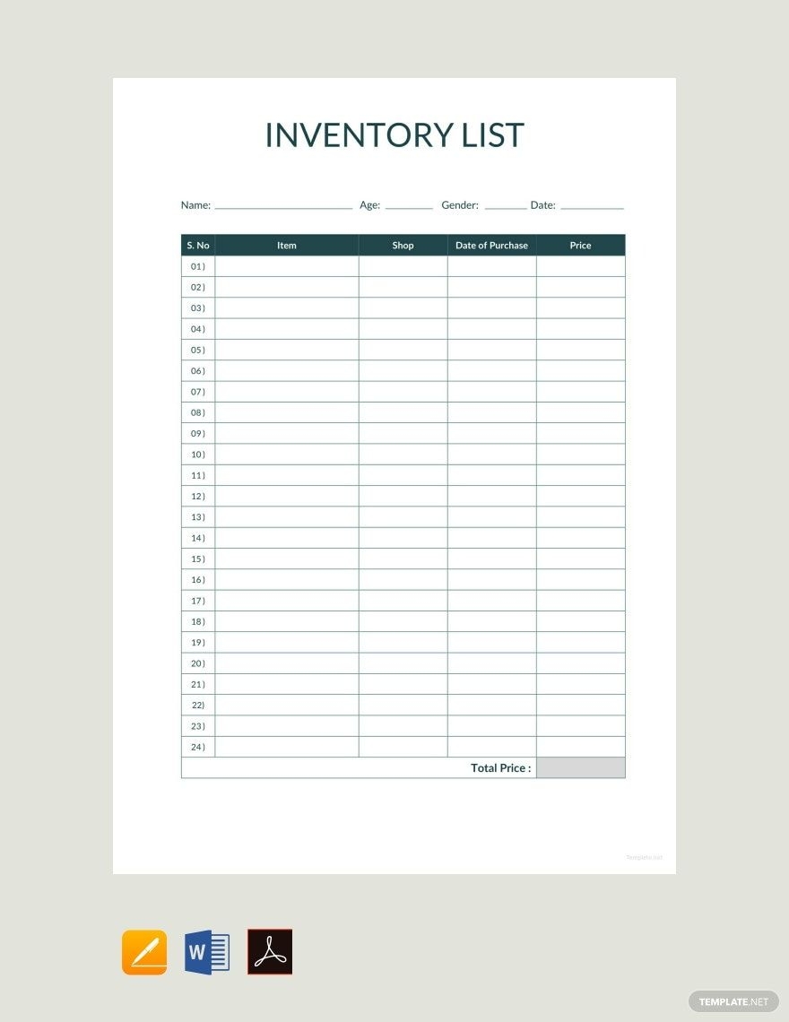 free printable inventory sheets