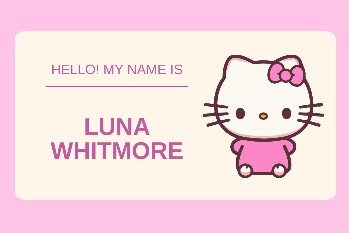 Free Hello Kitty Name Tag Template To Edit Online