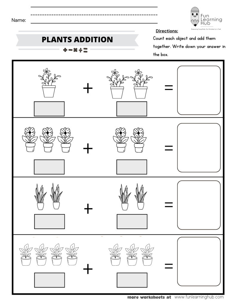 free printable kindergarten addition worksheets