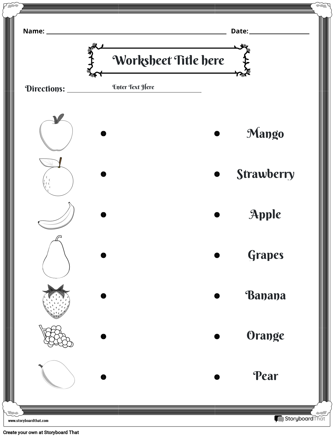 printable matching worksheets