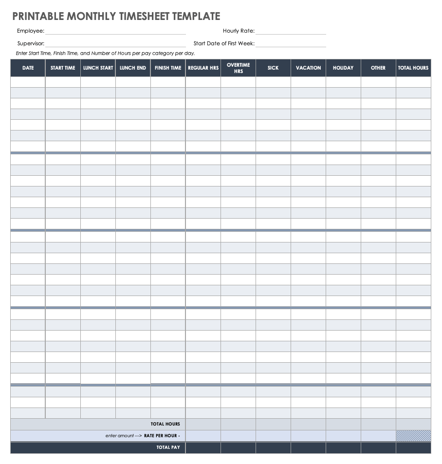 printable time sheet