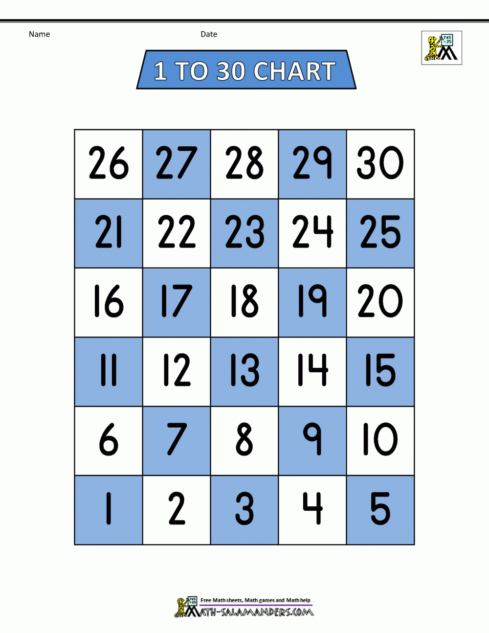 free printable number sheets