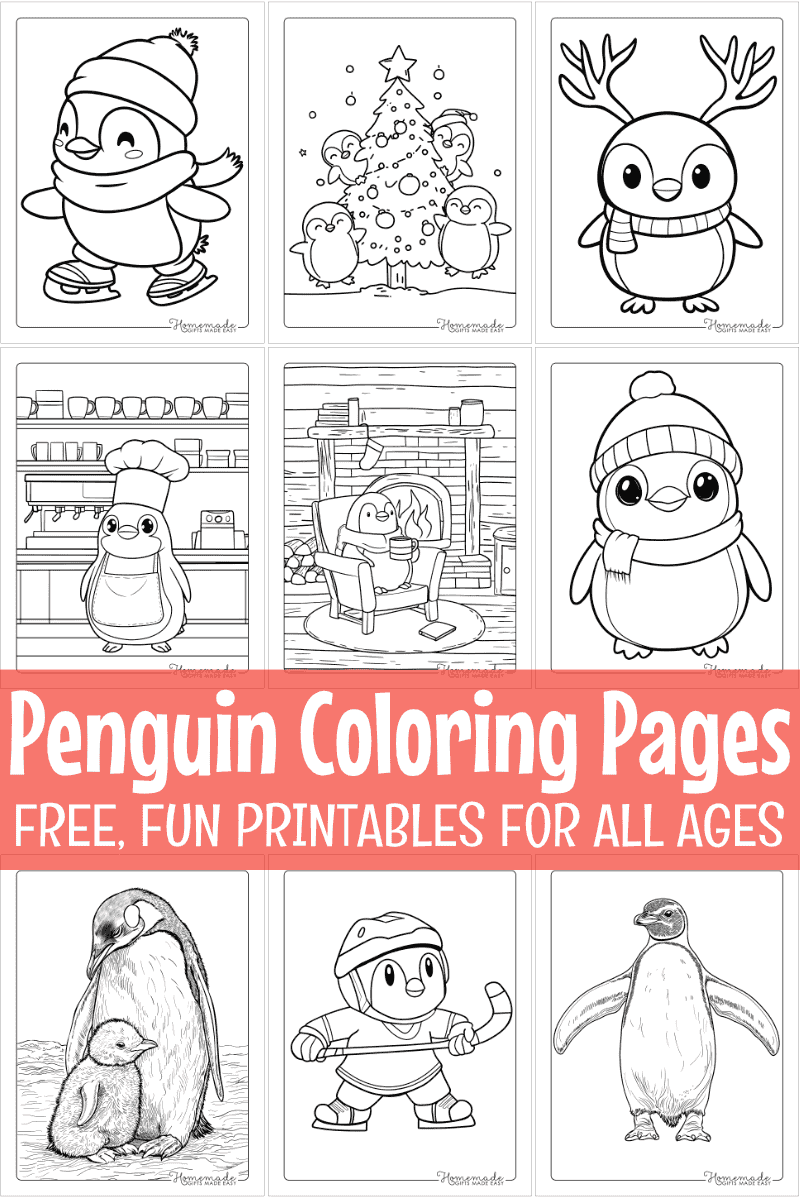free printable penguin coloring sheets