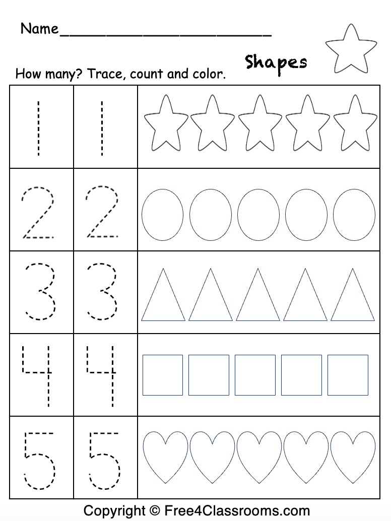 free printable preschool math sheets