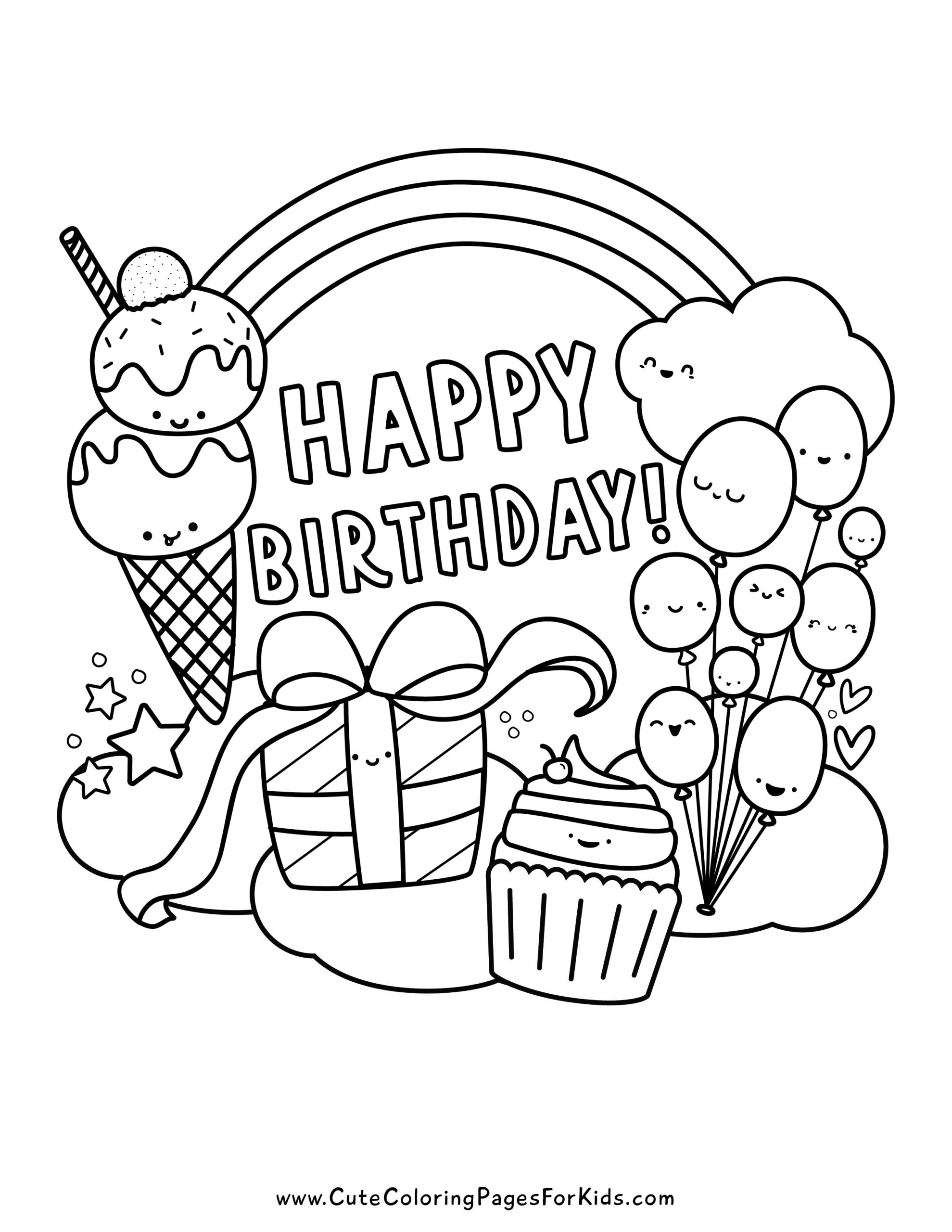 printable happy birthday coloring sheets