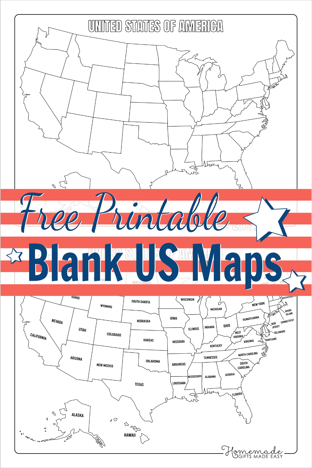 us states outline map printable