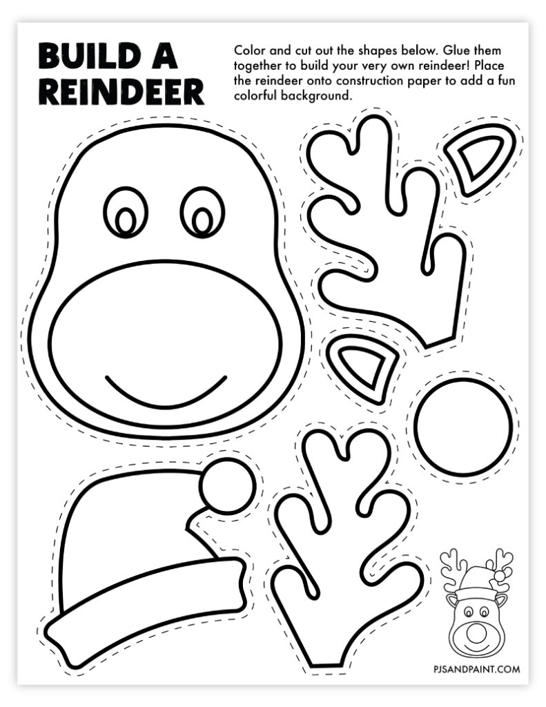 Free Printable Build A Reindeer Craft Pjs And Paint