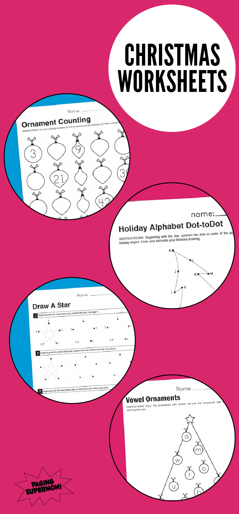 free printable holiday worksheets
