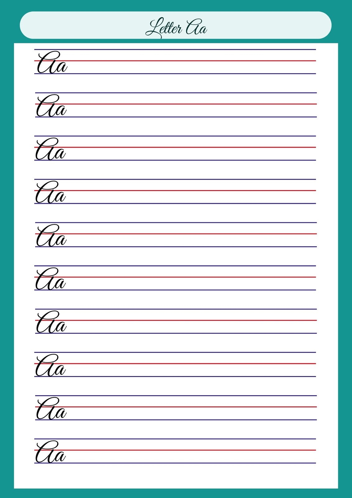 cursive practice sheets free printable