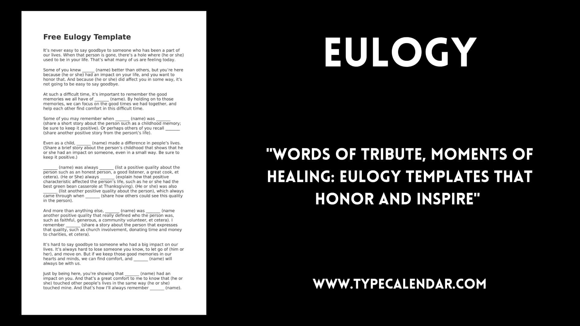 Free Printable Eulogy Templates Mother Father Friend Brother Sister PDF