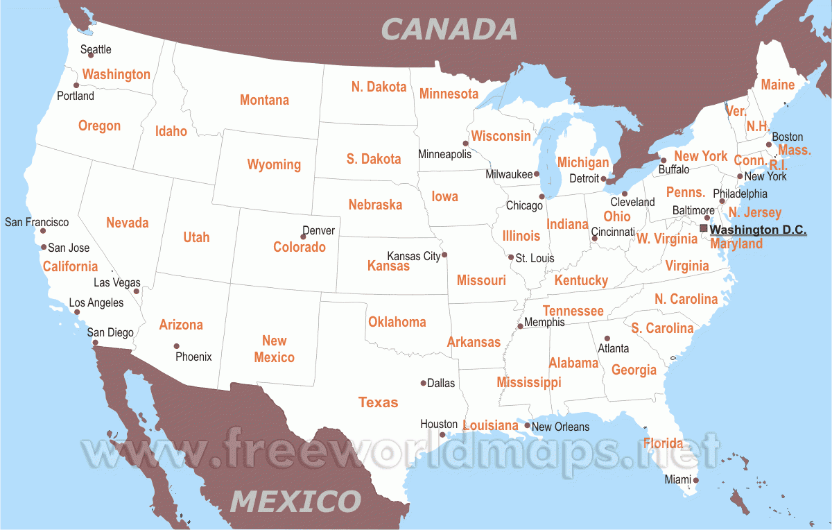 printable us map with cities