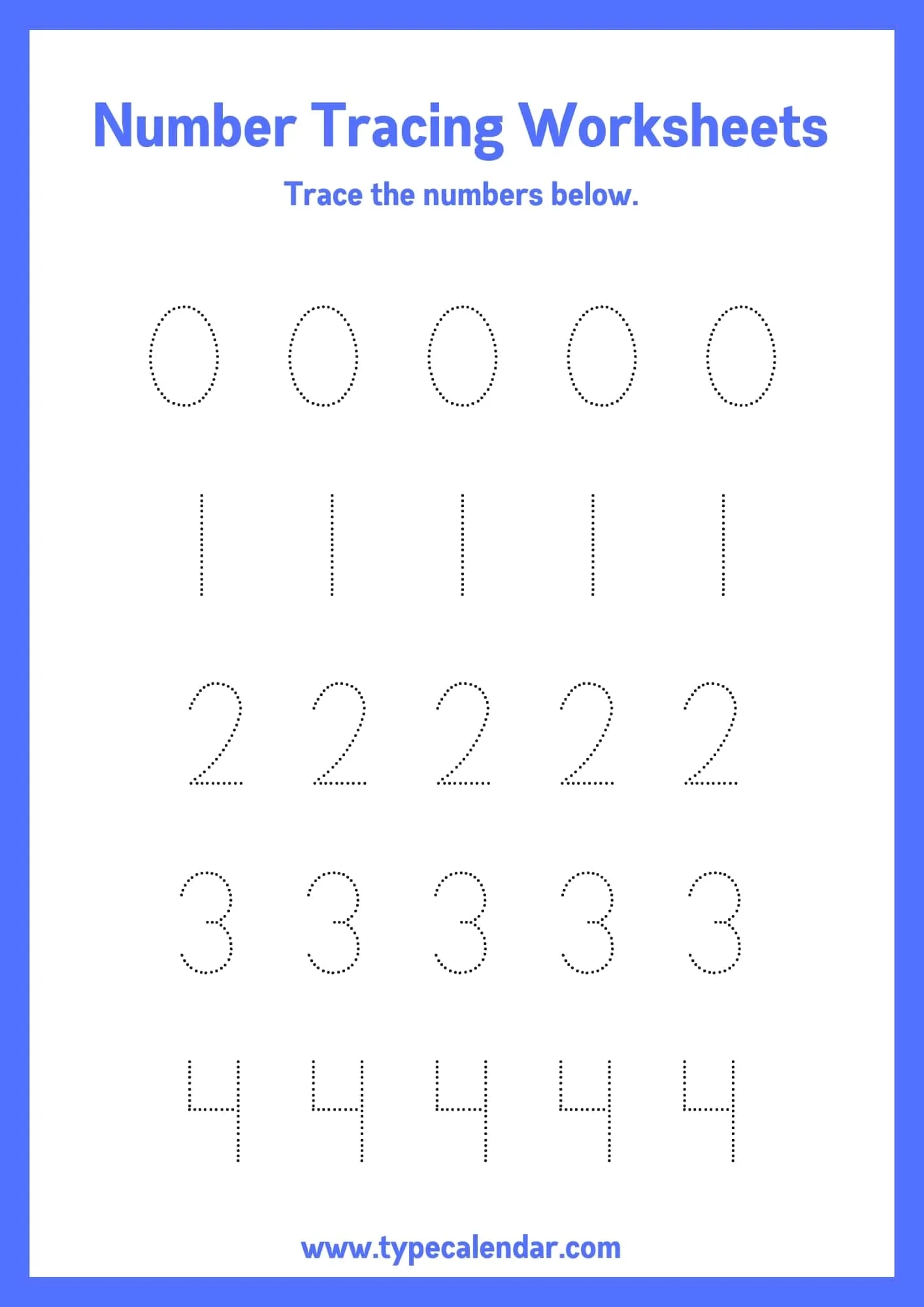 free printable number tracing sheets