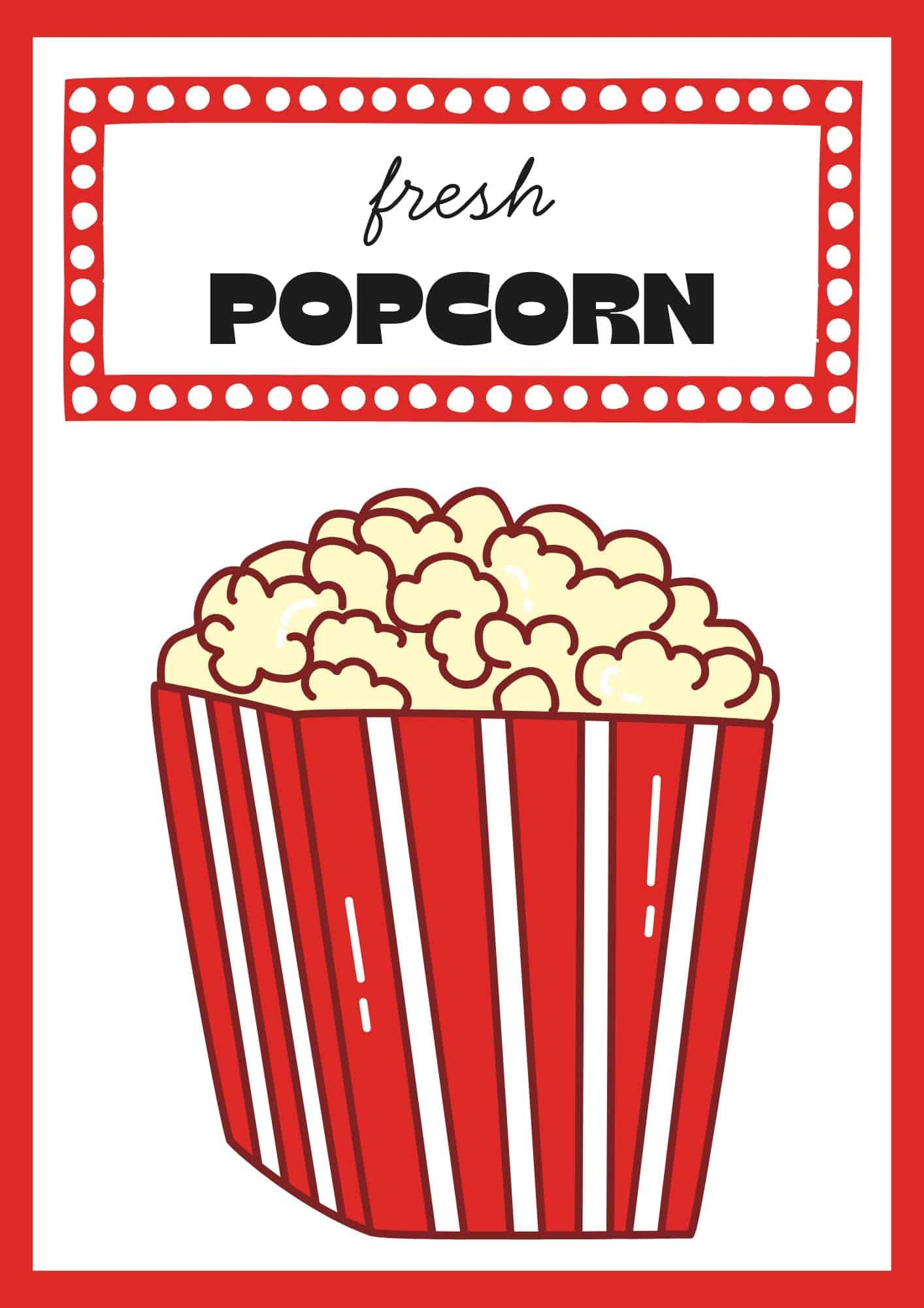 popcorn sign printable