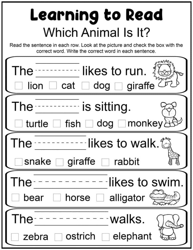 kindergarten reading worksheets printable free