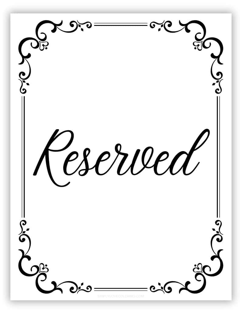 reserved signs printable