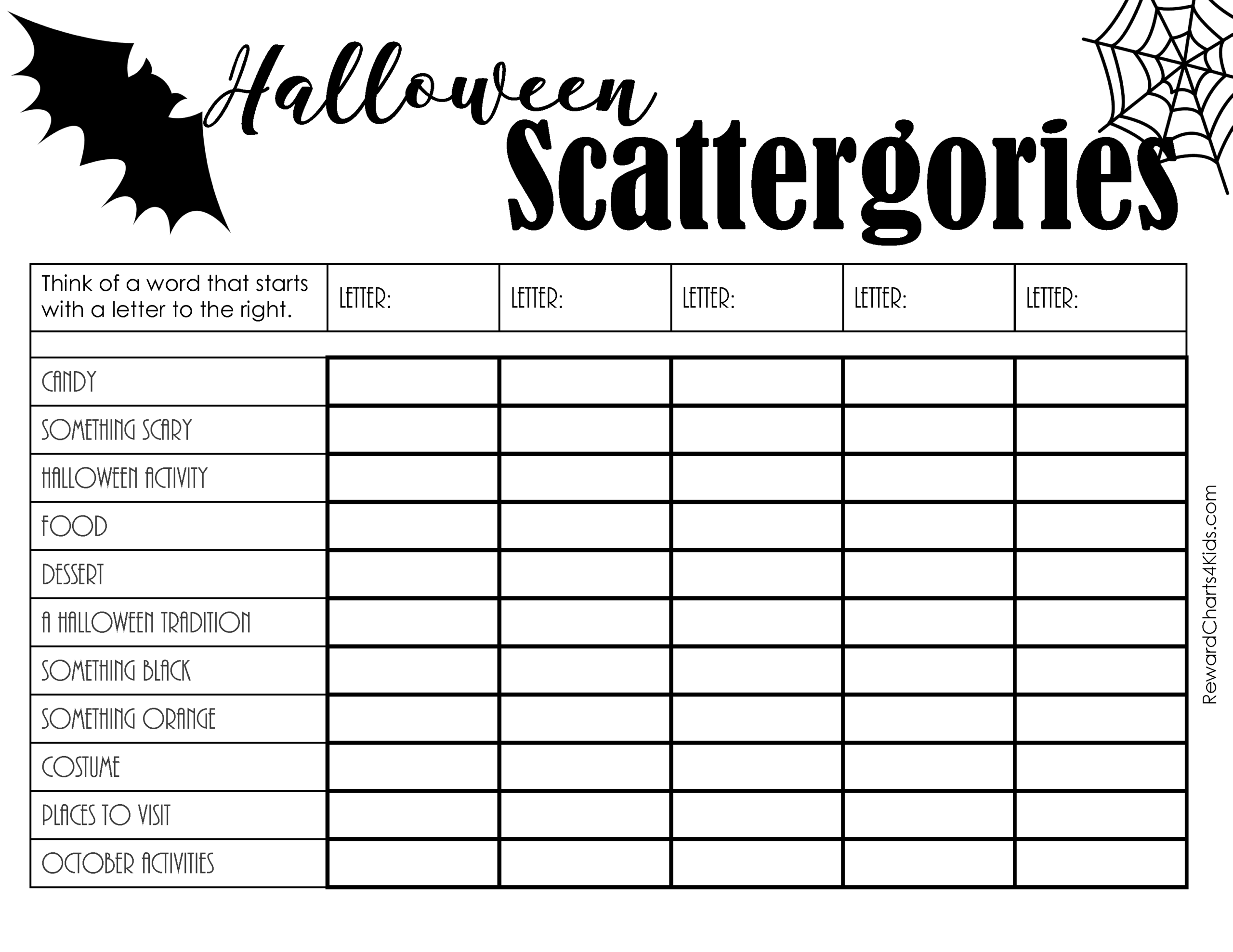 FREE Printable Scattergories Lists Instant Download FREE Printable Scattergories Lists Instant Download