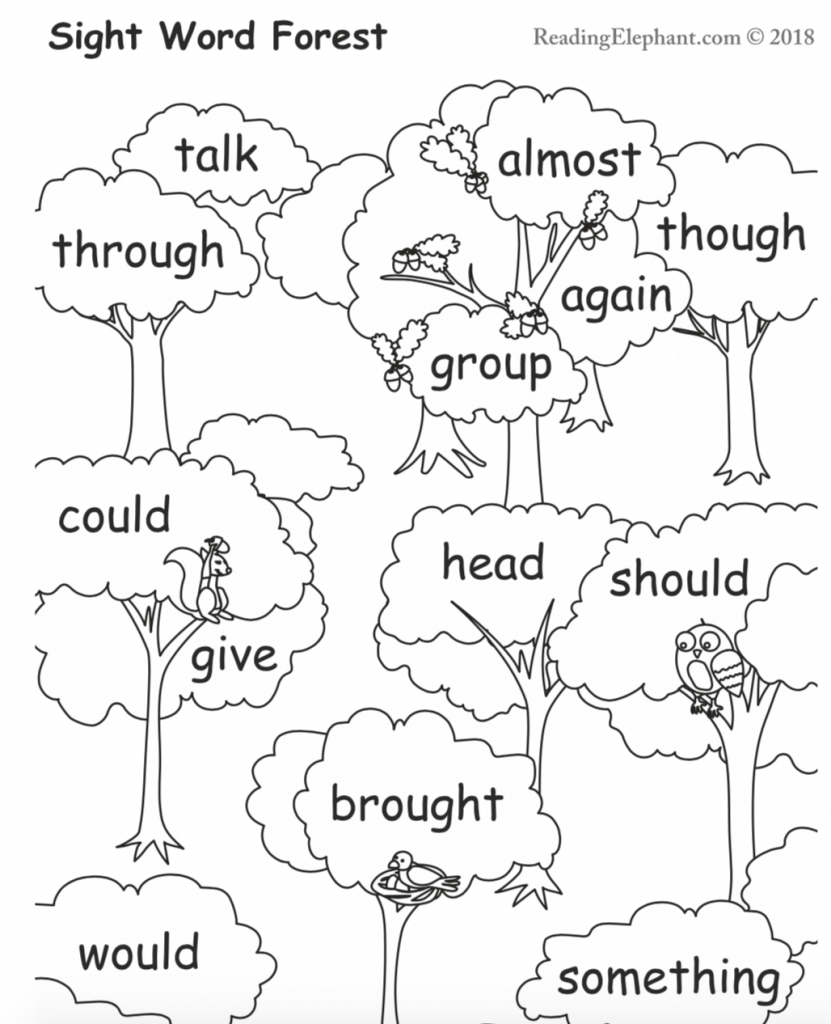 free printable sight words worksheets