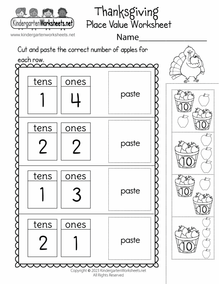 Free Printable Thanksgiving Place Value Worksheet