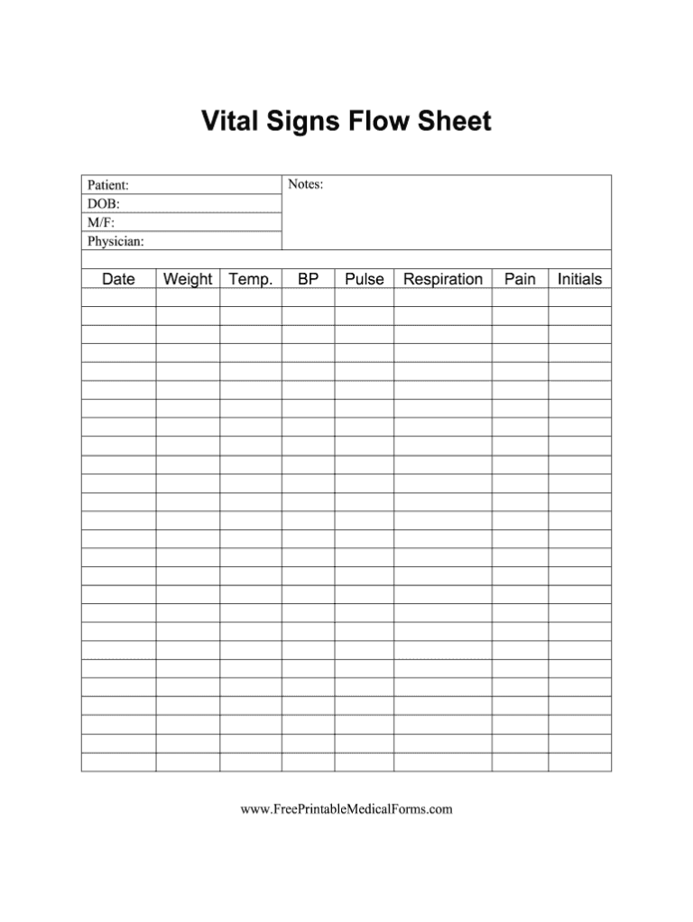 Free Printable Vital Signs Sheet Fill Out Sign Online DocHub