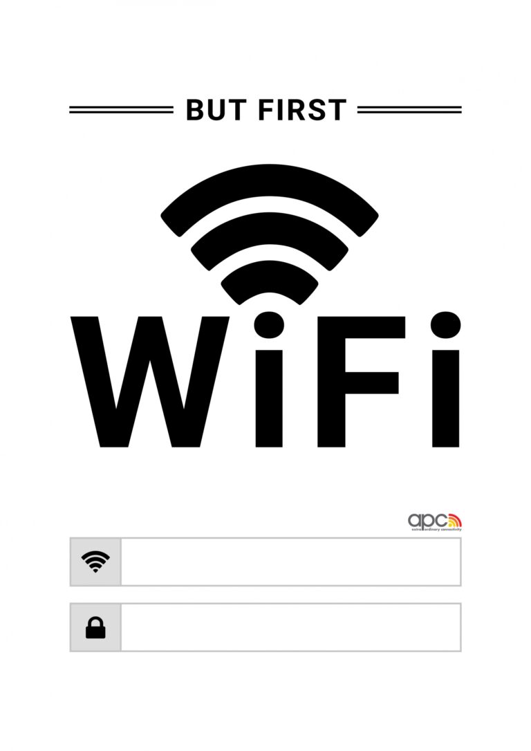 Free Printable WiFi Password Signs poster Template Downloads APC Solutions