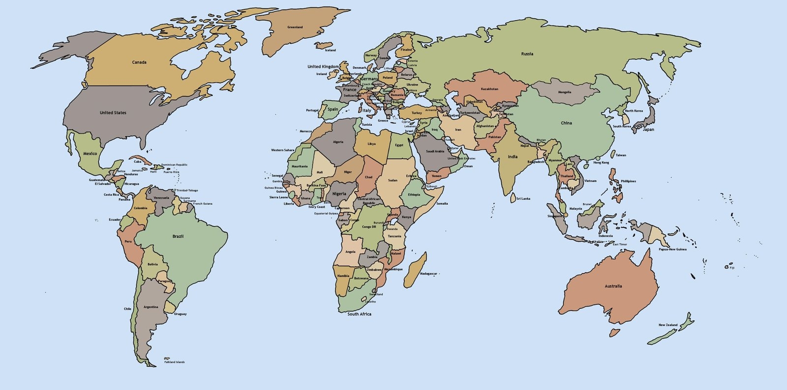 large printable world map