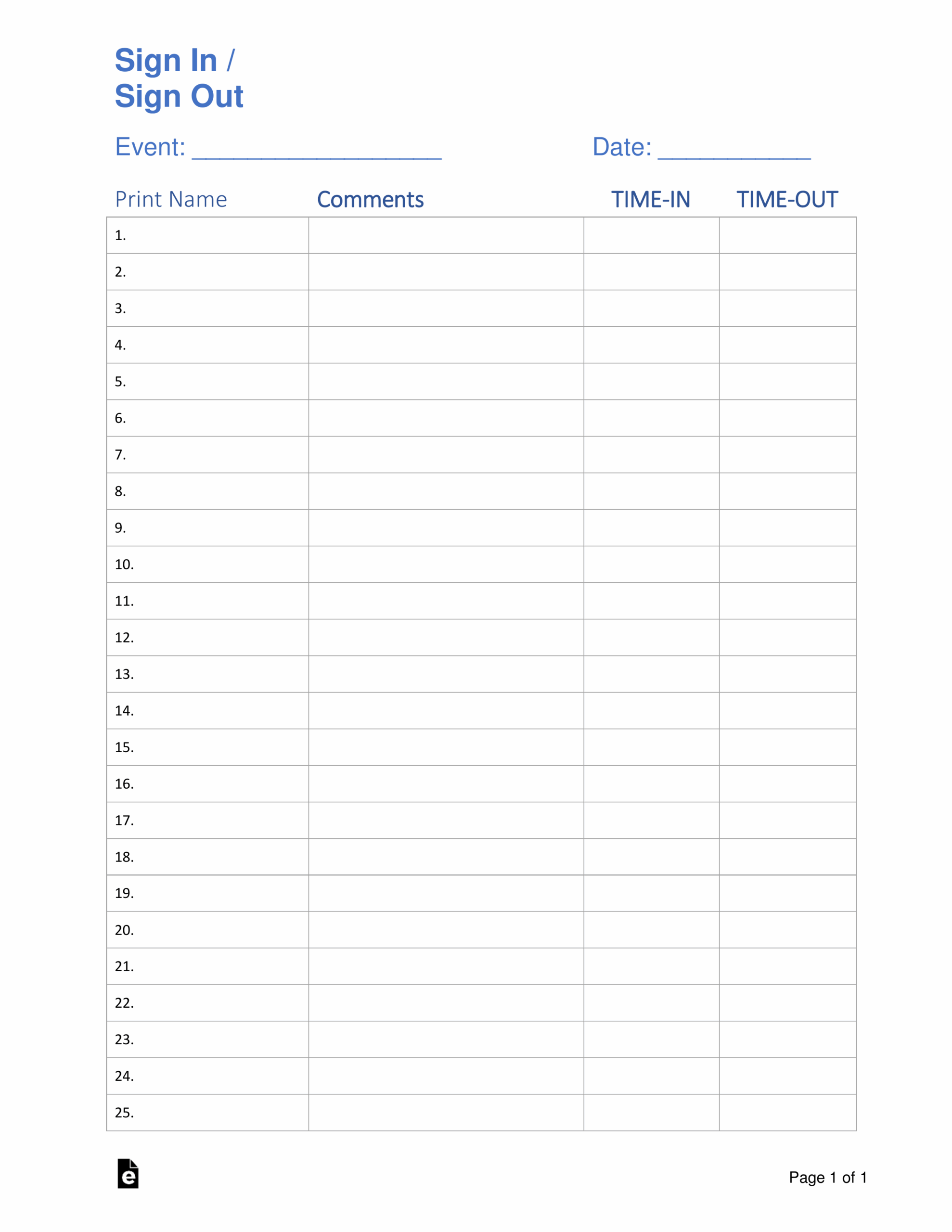 Free Sign In Sign Up Sheet Templates PDF Word EForms Free Sign In Sign Up Sheet Templates PDF Word EForms