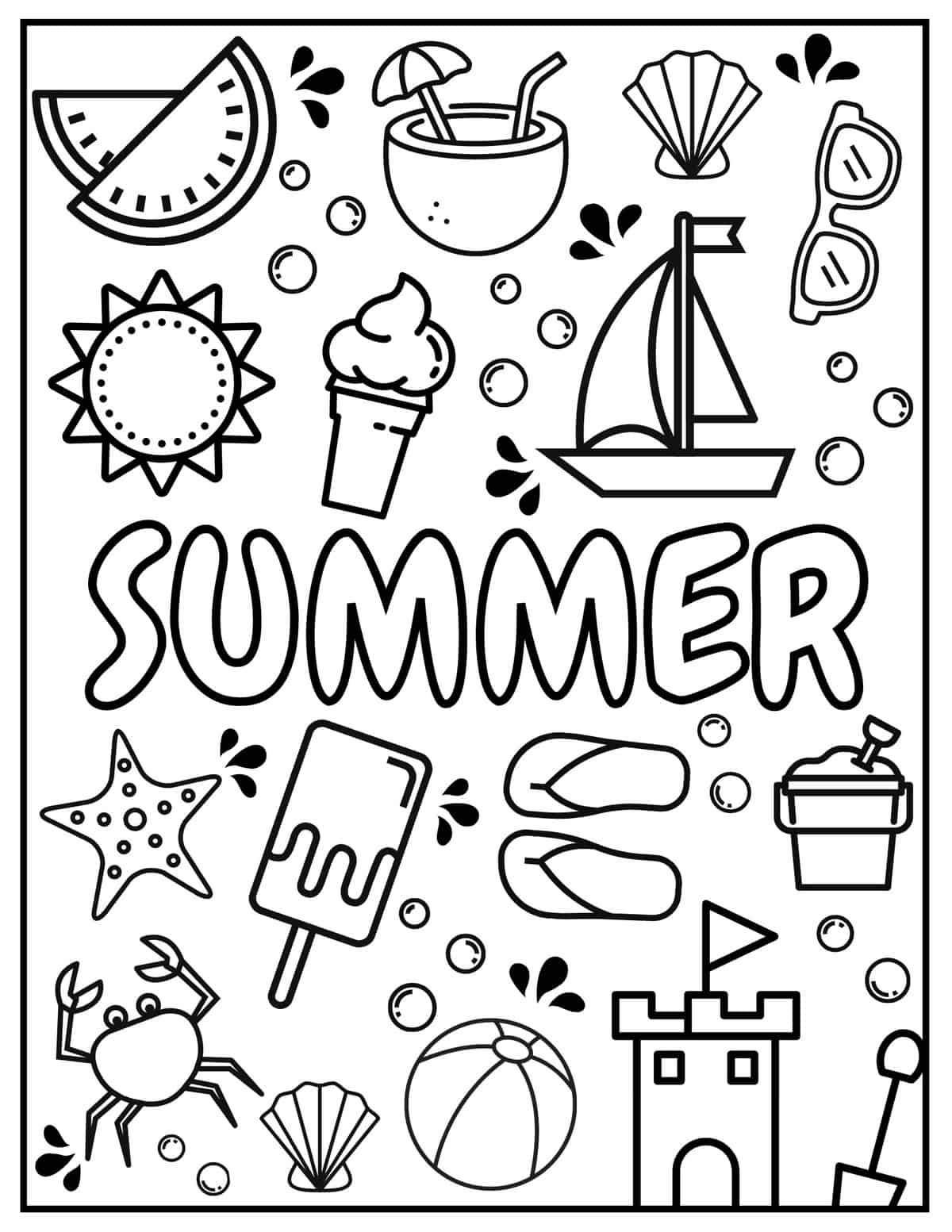 free summer coloring sheets printable