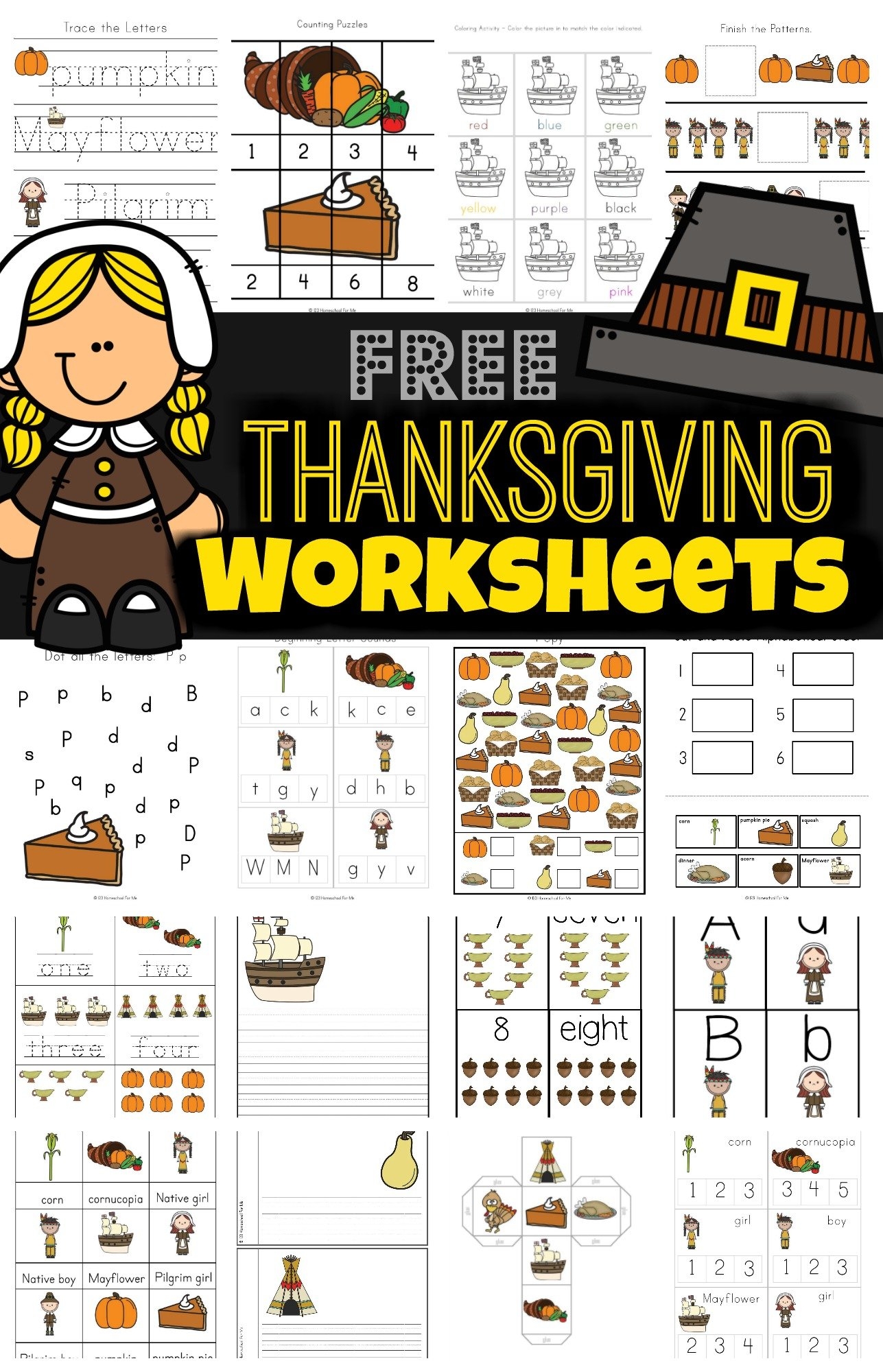 free printable worksheets for thanksgiving