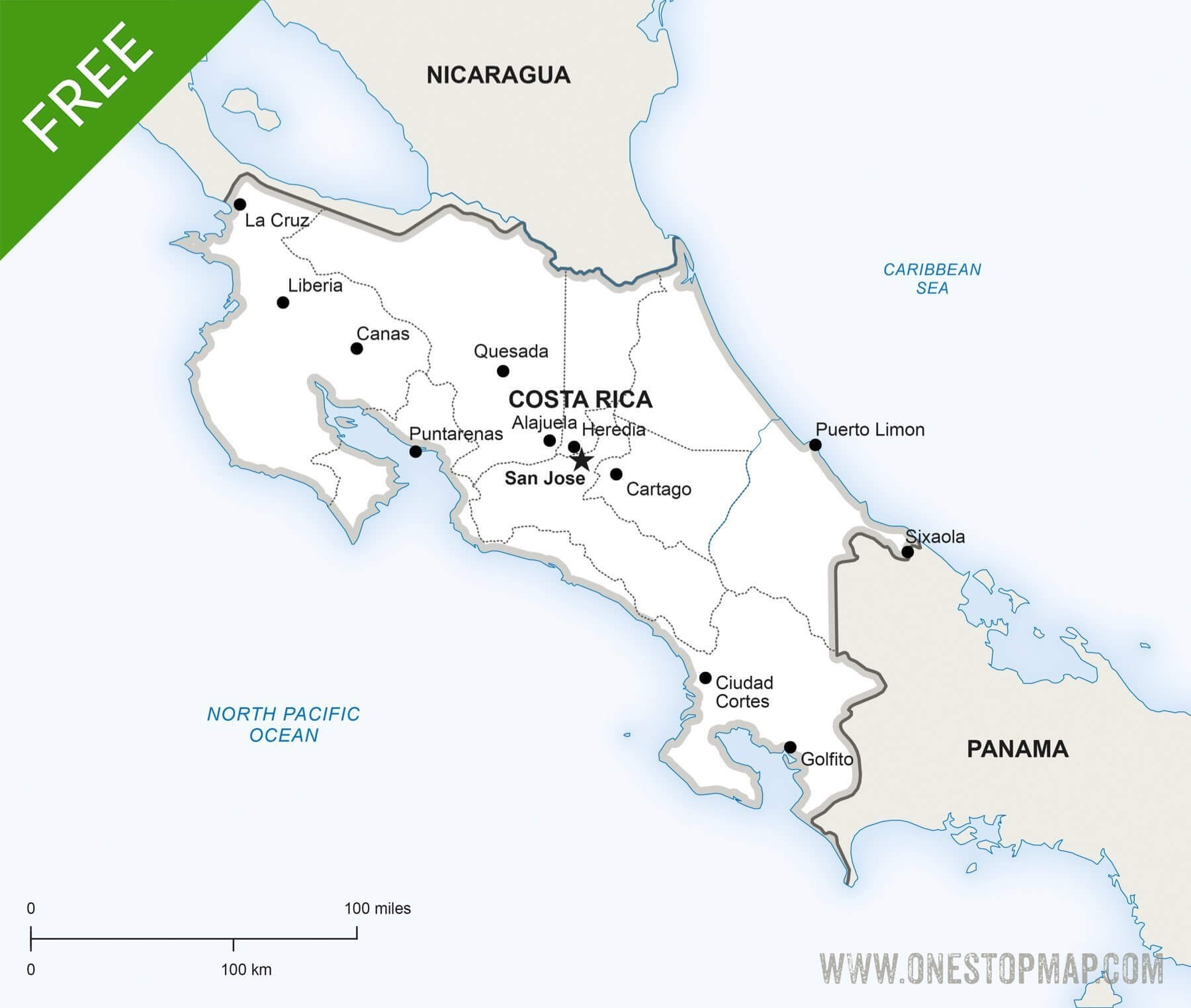 printable map of costa rica