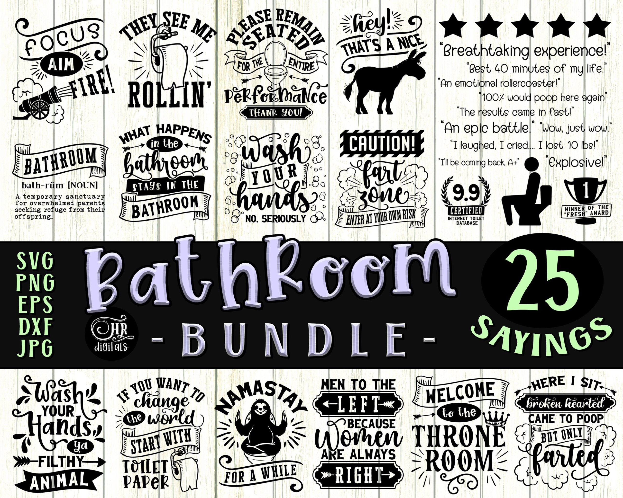Funny Bathroom Sign SVG Bundle Toilet Humor Printable Home Decor Funny Toilet Sayings Bathroom Quotes Wall Sign Crafts Png Eps Jpg Etsy