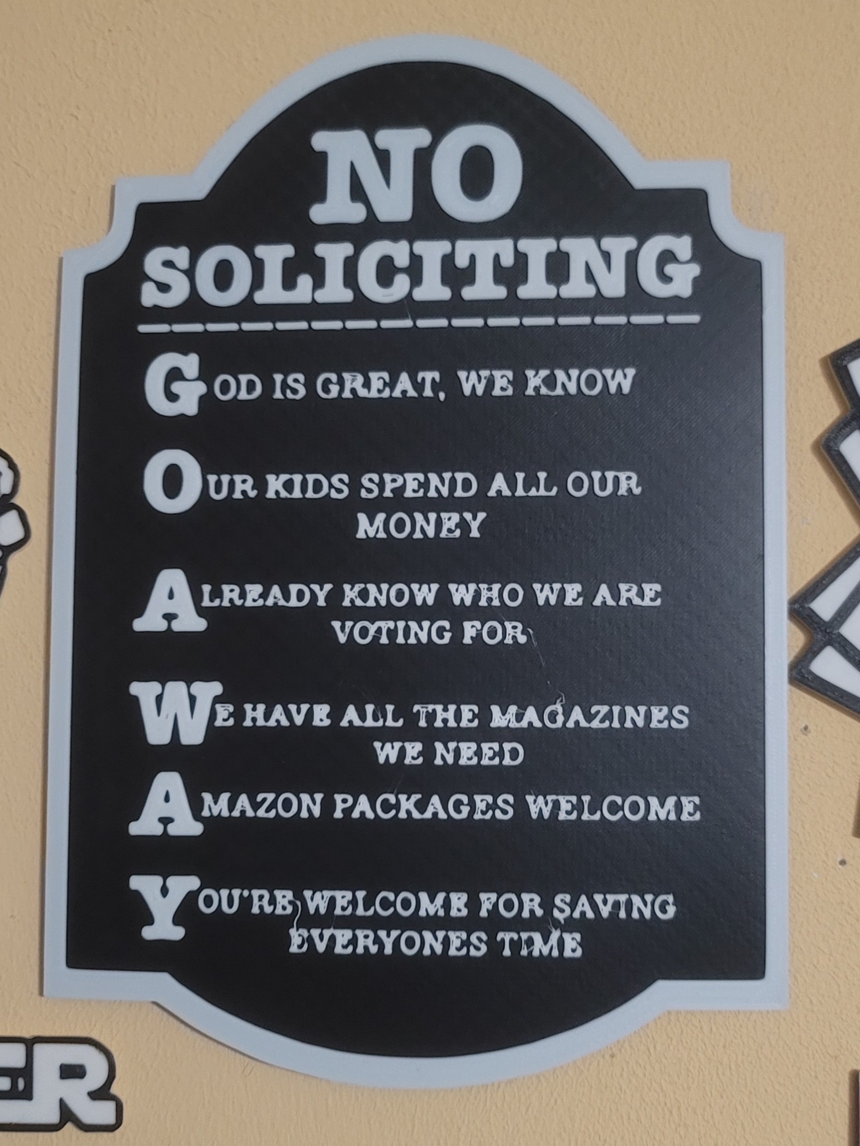  Funny No Soliciting Sign Funny Wall Art Home Decor Dual Extruder Dual Extrusion STL File For 3D Printing Cults