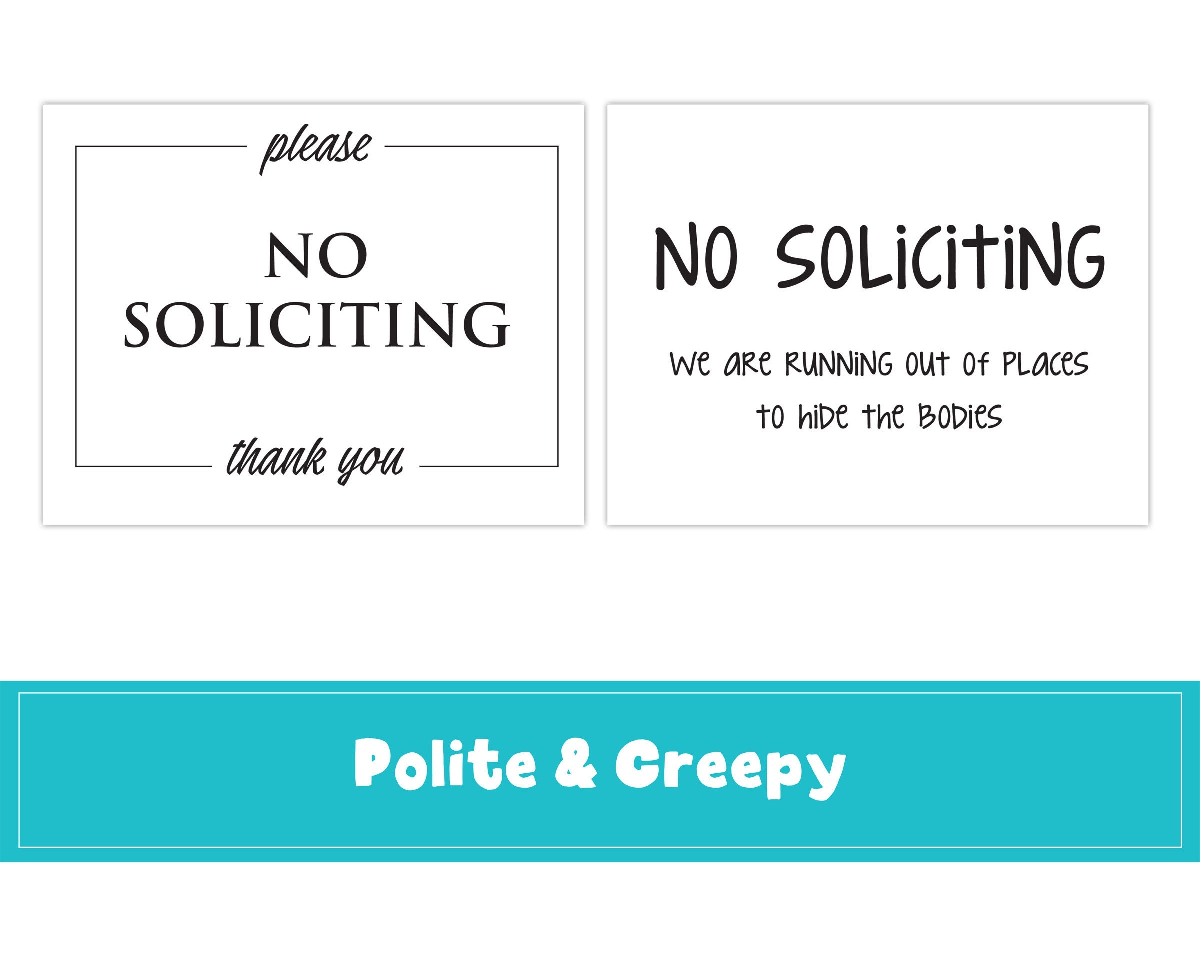 Funny No Soliciting Sign Set Printable Front Door Decor digital Download Etsy