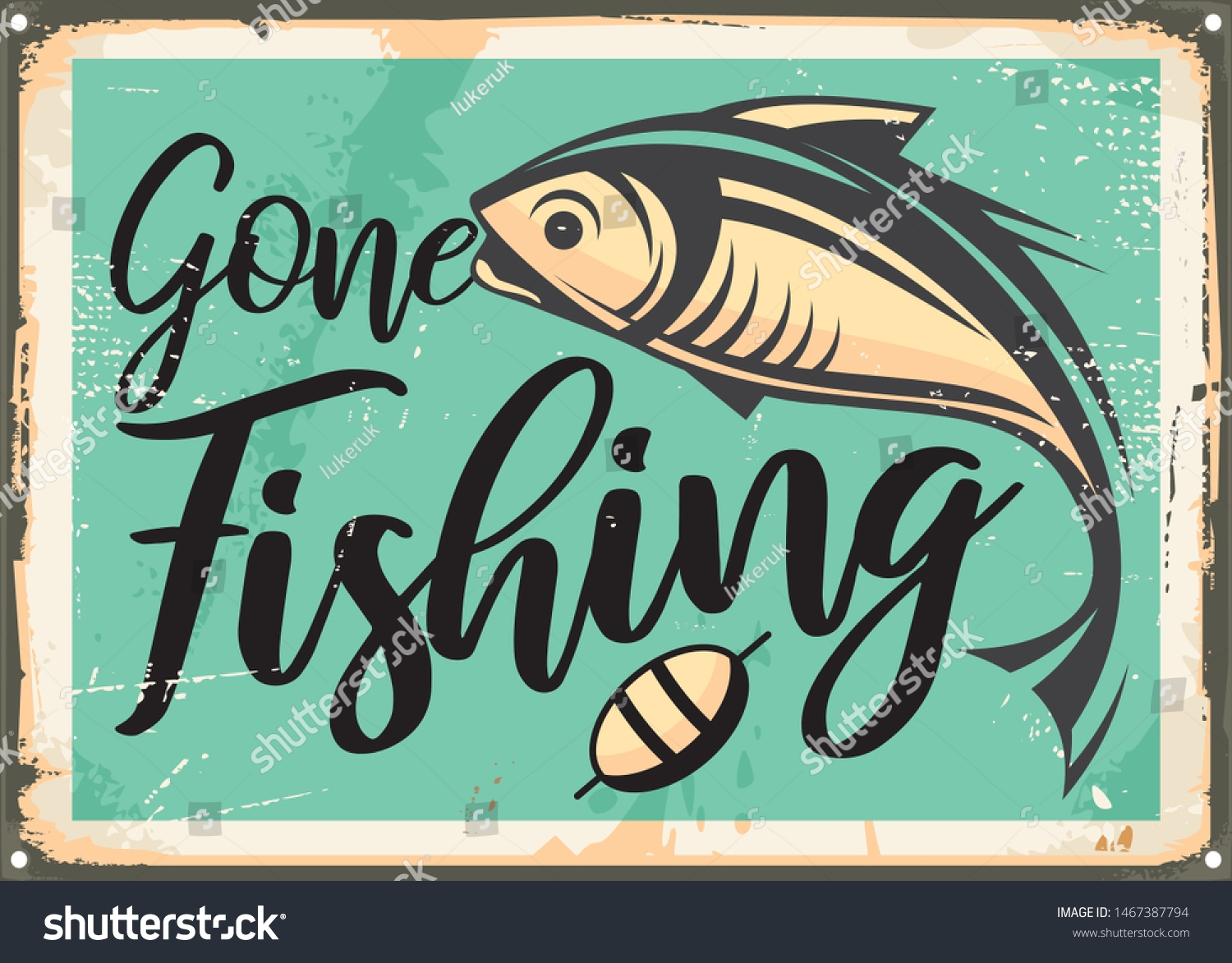 Gone Fishing Vintage Decorative Sign Template Stock Vector Royalty Free 1467387794 Shutterstock