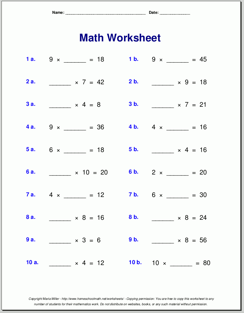 printable math worksheets 4th grade