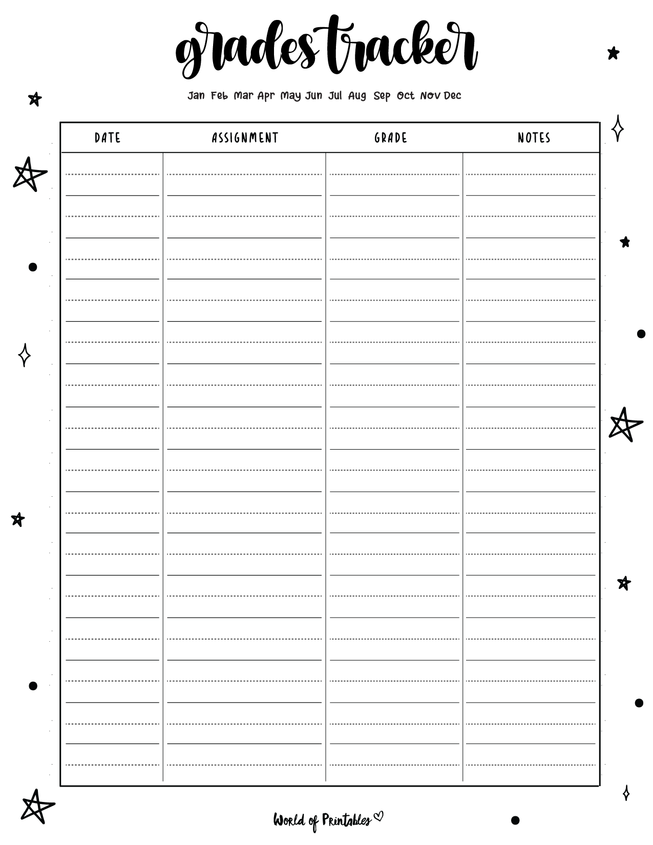 printable grading sheet