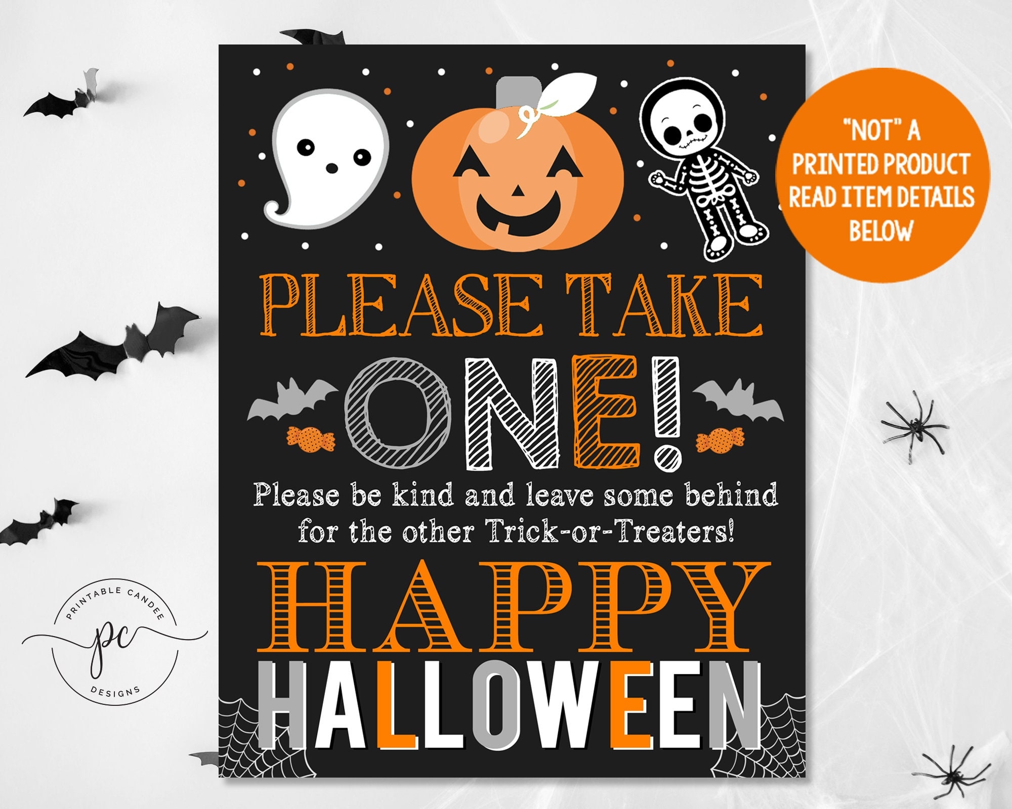 Halloween Door Sign Please Take One Party Decor Trick Or Treat Printable Chalkboard Poster 8x10 11x14 16x20 Instant Download Etsy