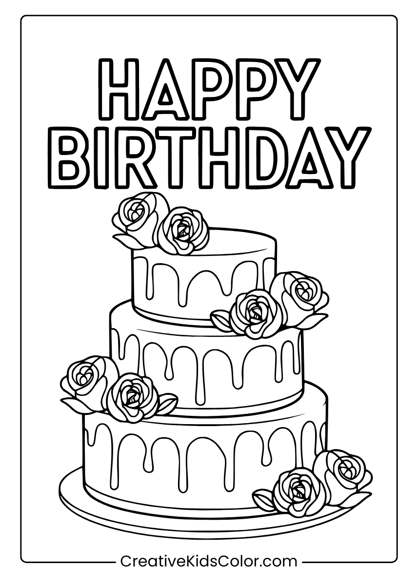 happy birthday coloring sheets printables