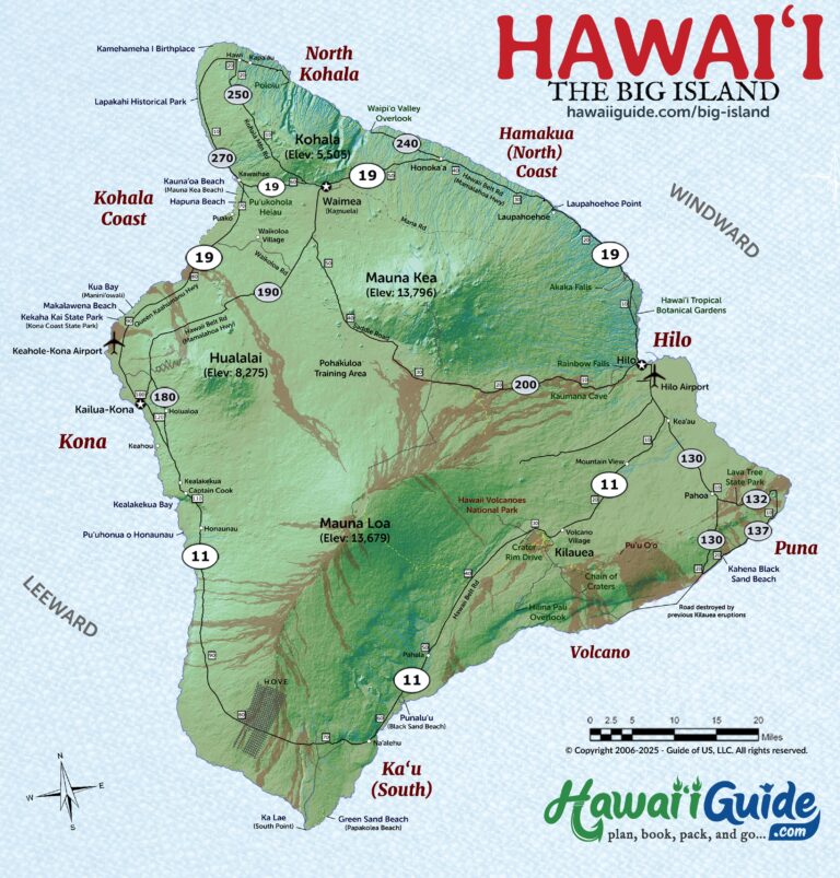 Hawaii Travel Maps Downloadable Printable Hawaiian Islands Map