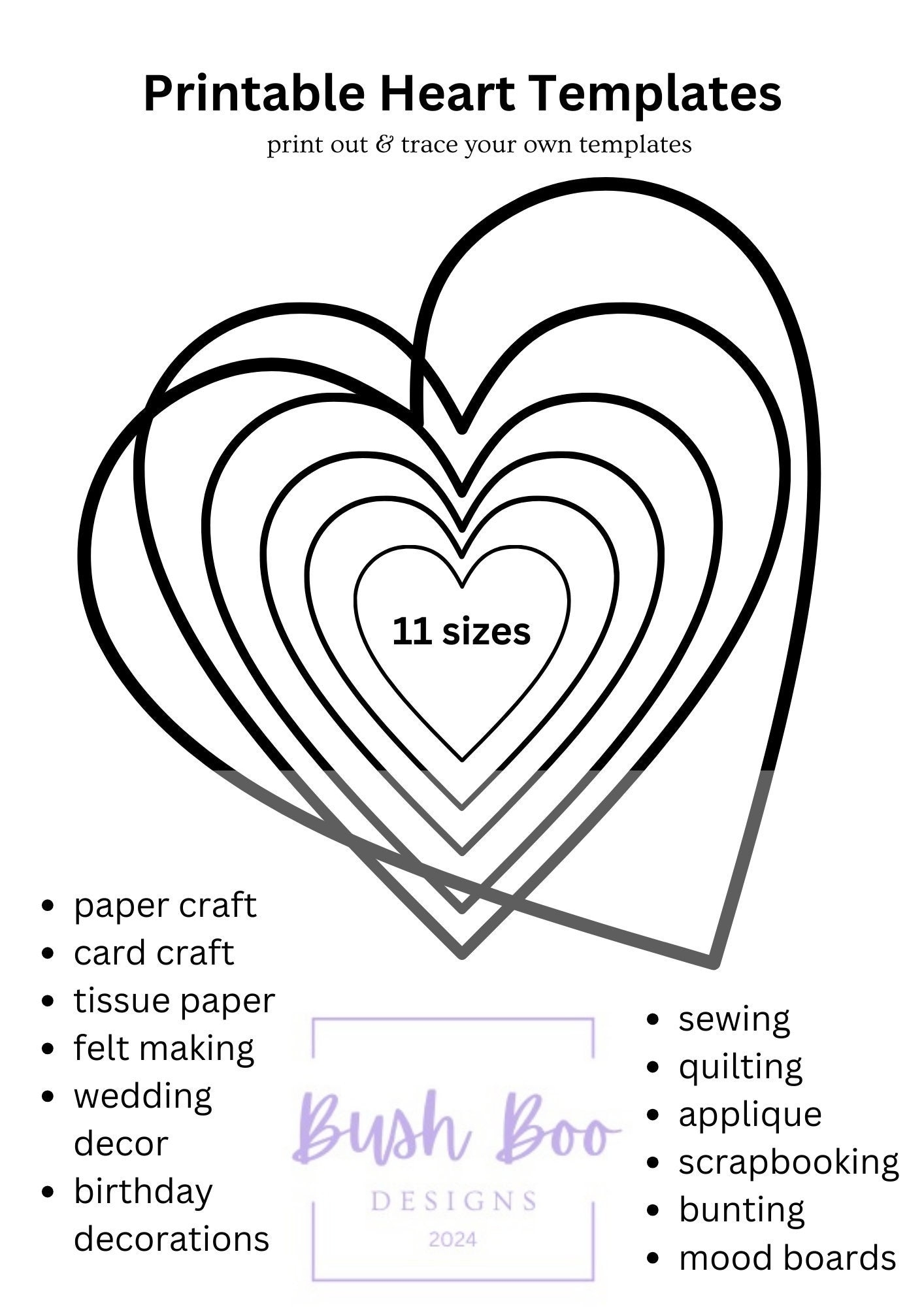 10 inch heart template printable