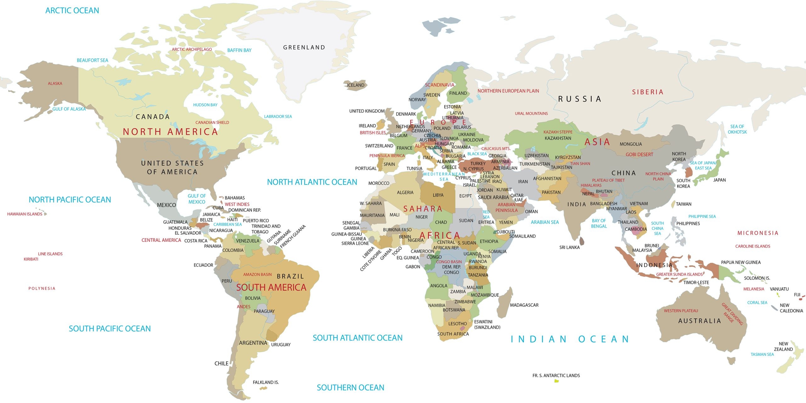 printable world map