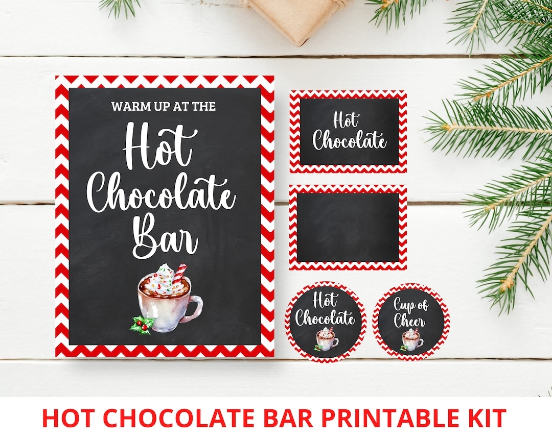 Hot Chocolate Bar Printable Kit Hot Cocoa Bar Printable Kit Hot Chocolate Party Hot Cocoa Bar Signs Labels Cup Labels Etsy