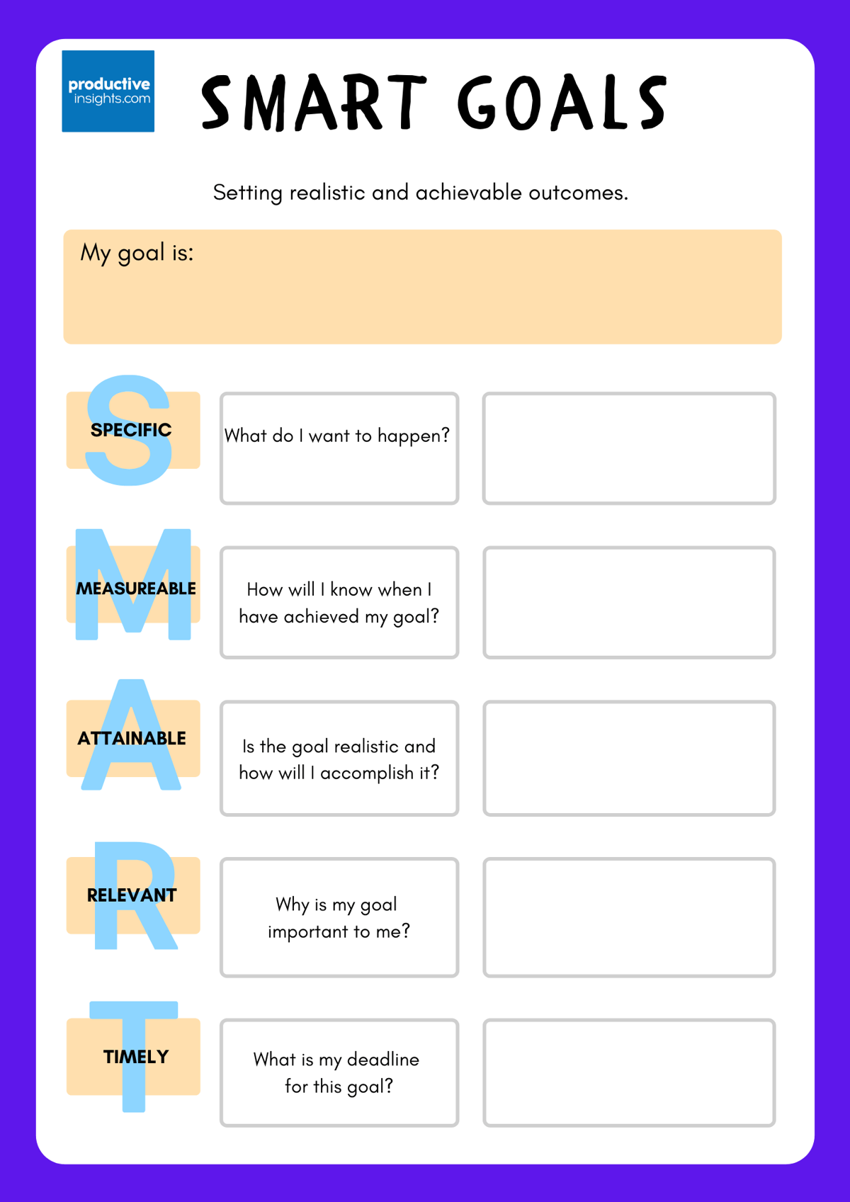smart goals printable worksheet