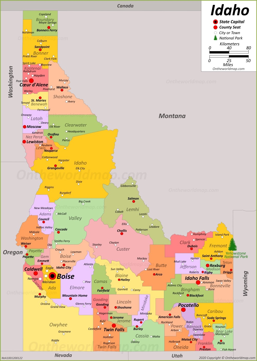 printable map of idaho