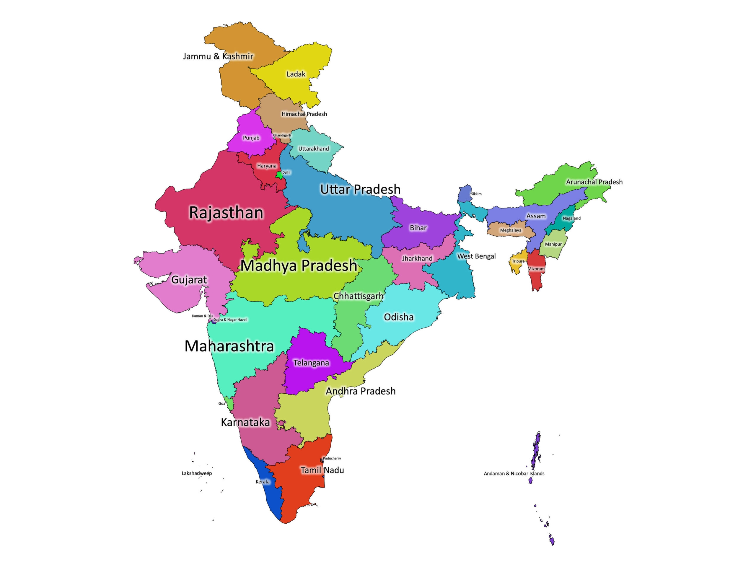 India Labeled Map Labeled Maps