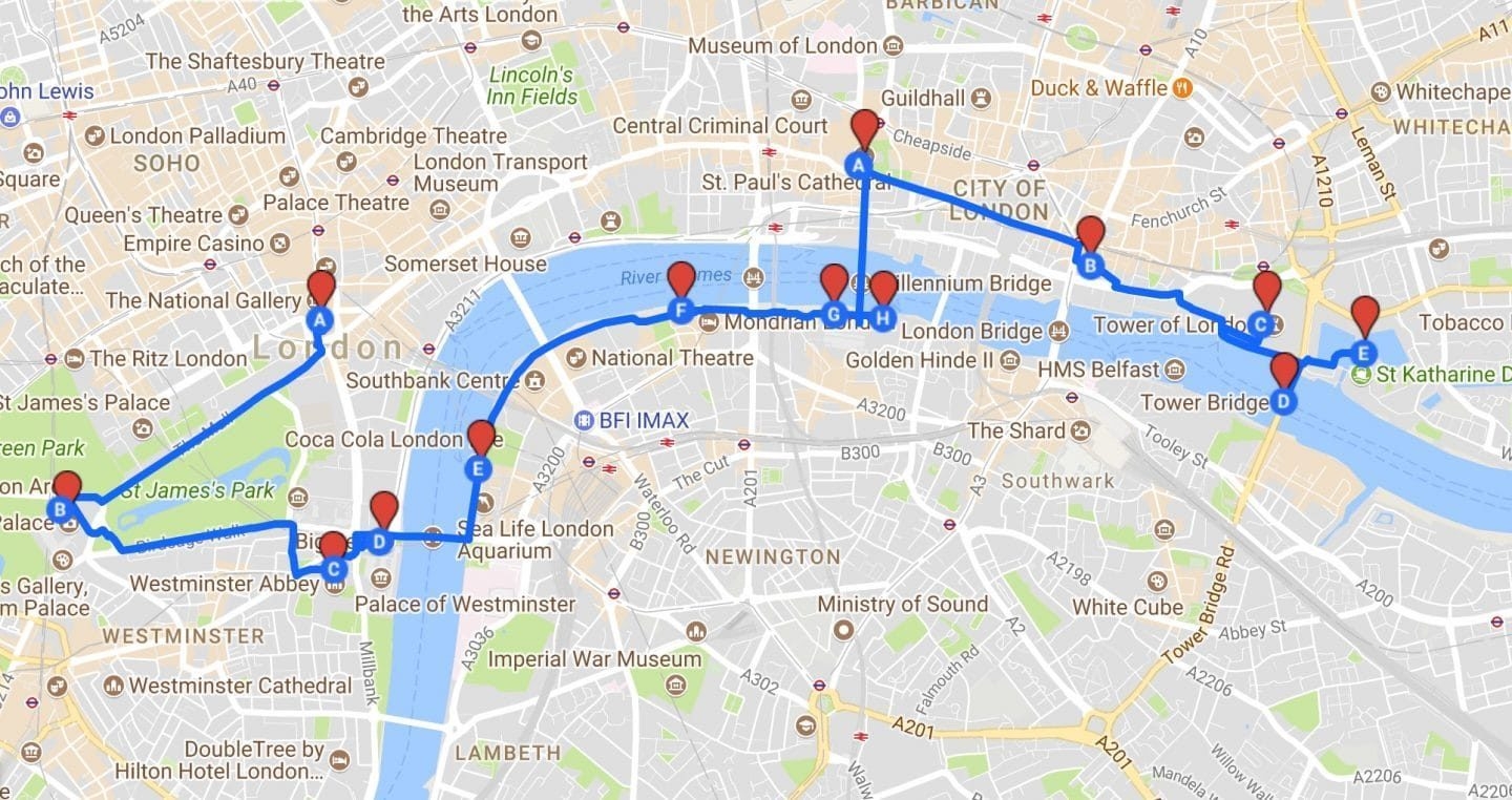 london tourist map printable
