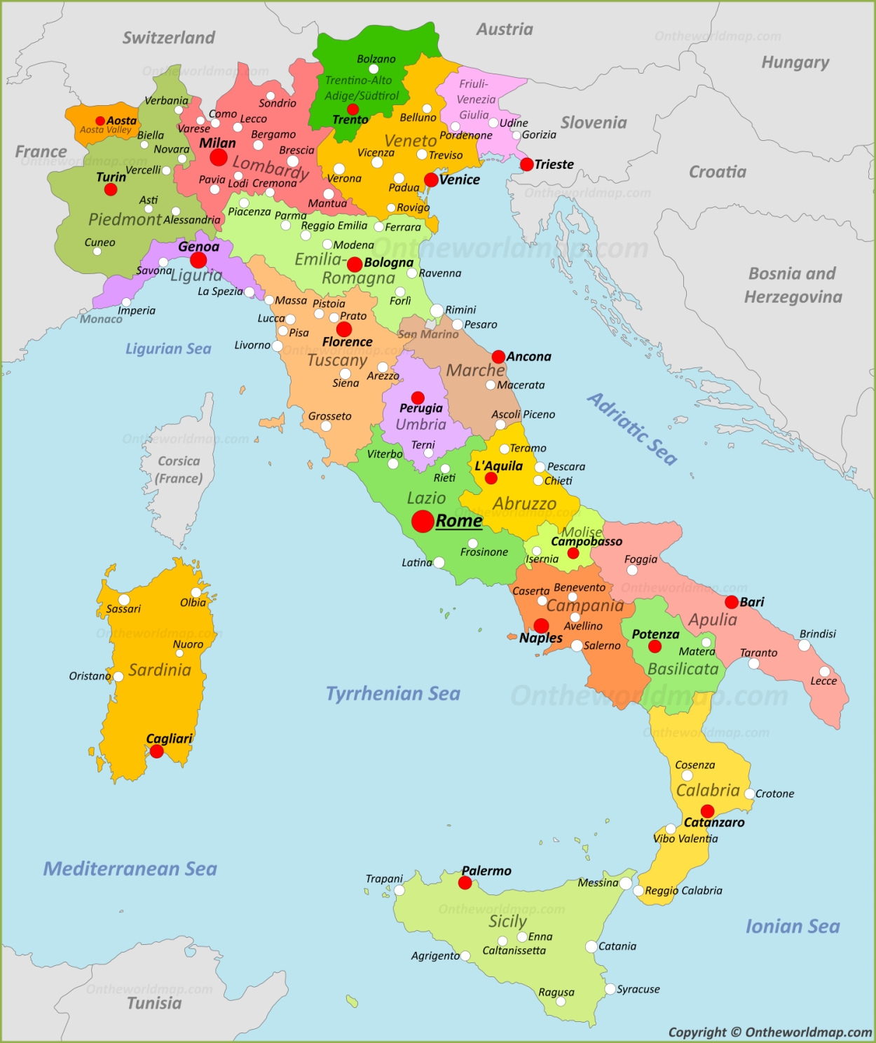 italy printable map