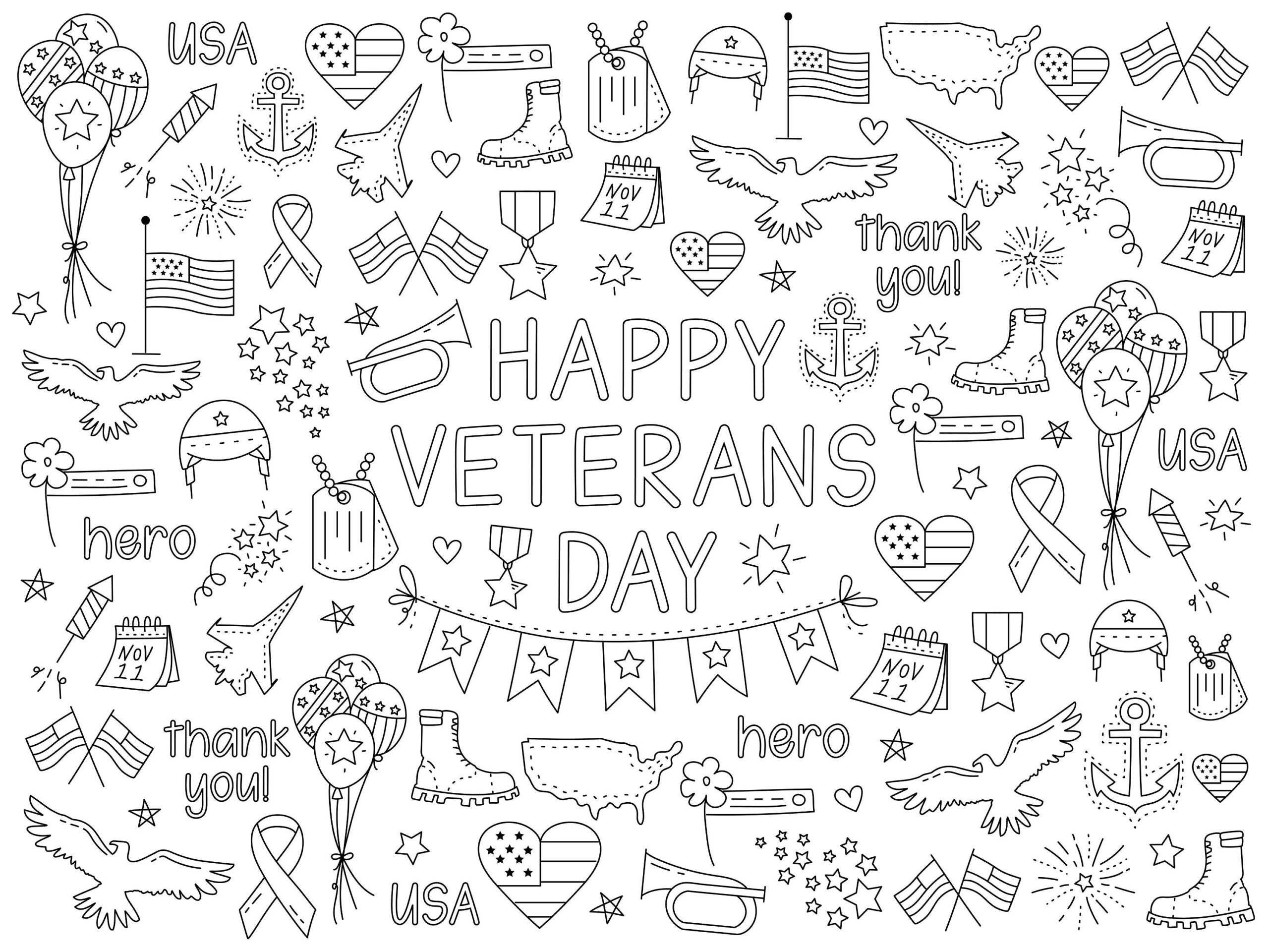 JUMBO Veterans Day Coloring Page Coloring Page Banner Military Coloring Pages Large Coloring Poster For School Veterans Day Thank You Etsy